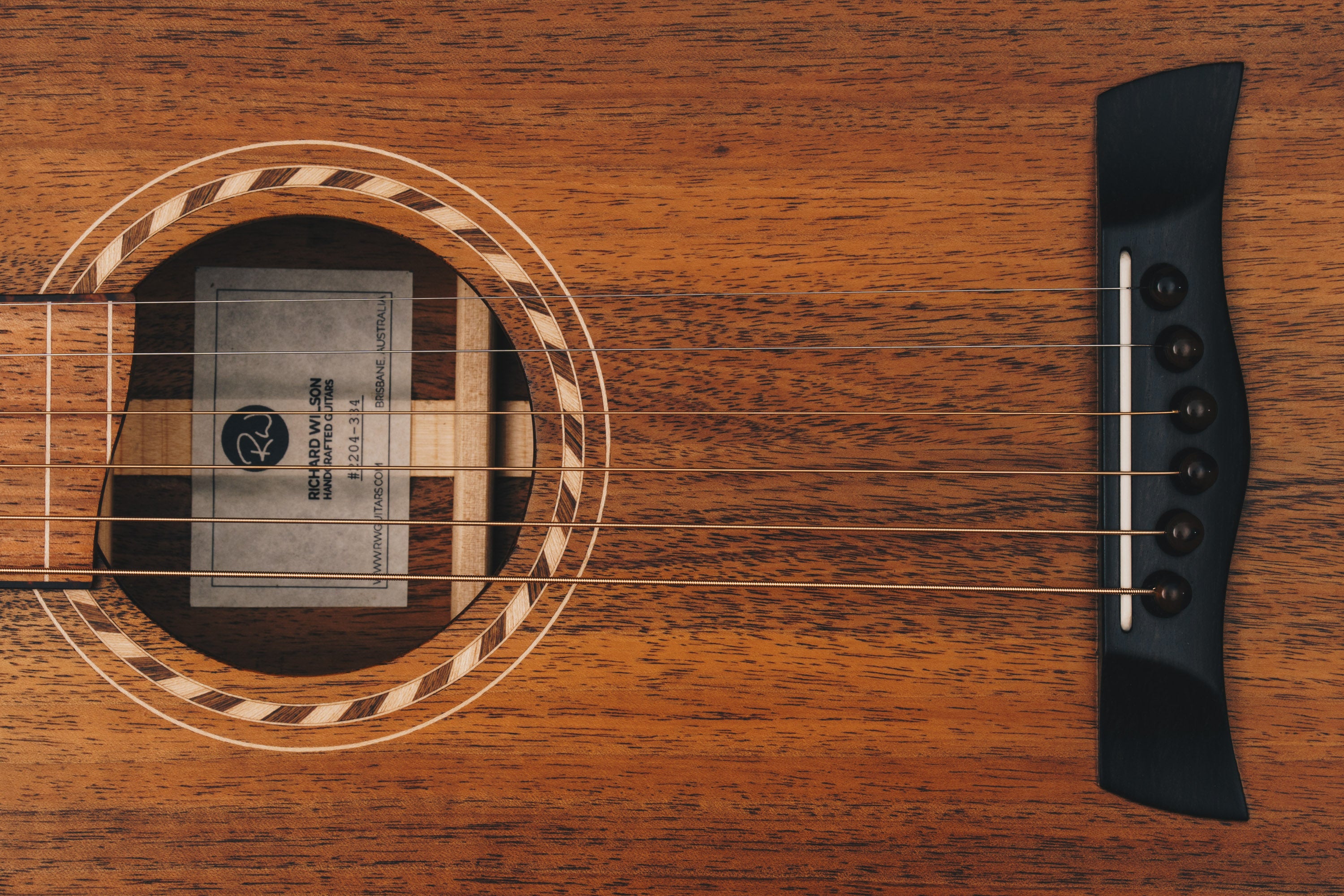 Waverly tortoiseshell bridge pins on Style 2 Weissenborn guitar by Richard Wilson.