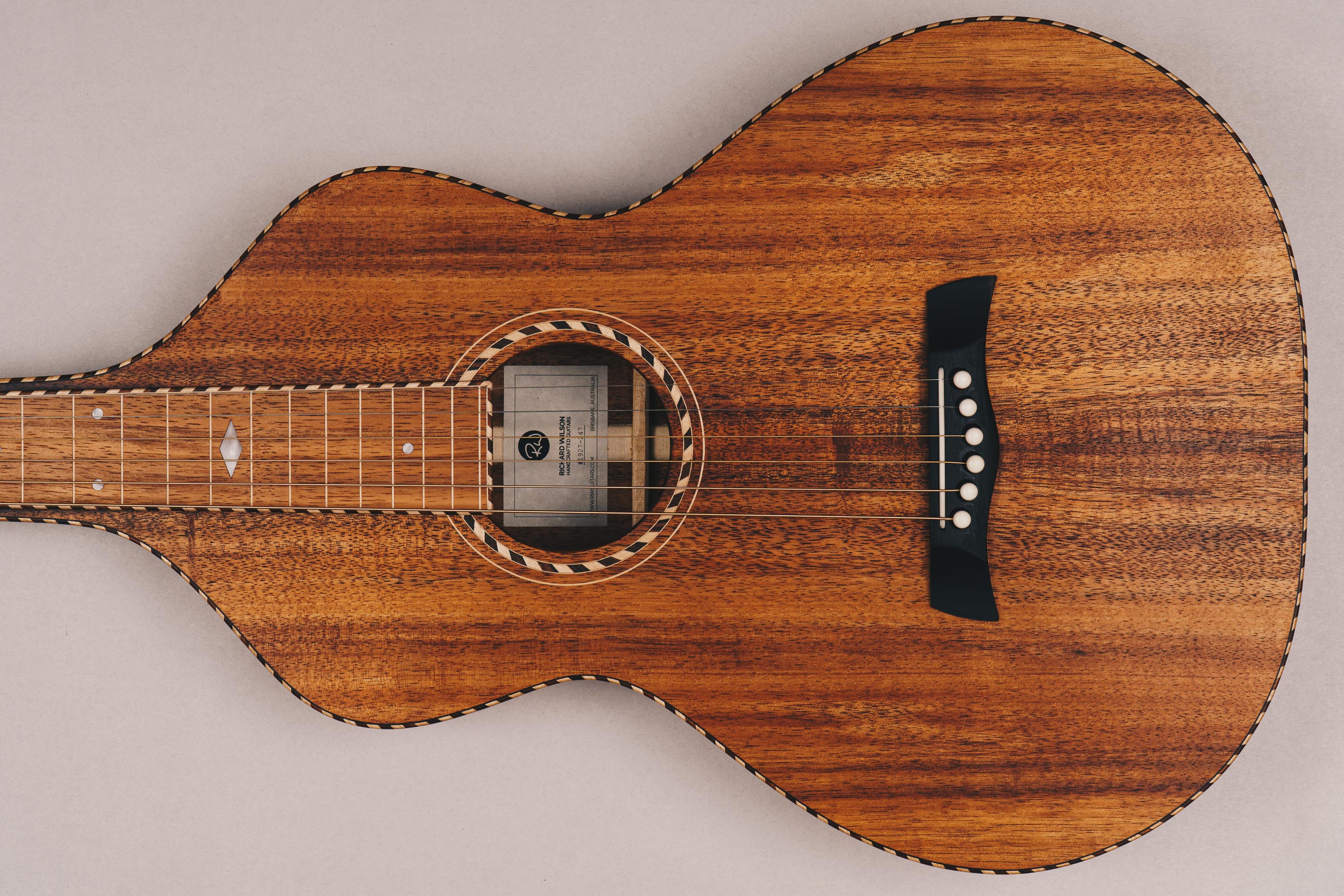 Hawaiian Koa Style 3 Weissenborn Acoustic Lap Steel Slide Guitar by master luthier Richard Wilson. Handcrafted in Australia. Serial no. RW1927-247.