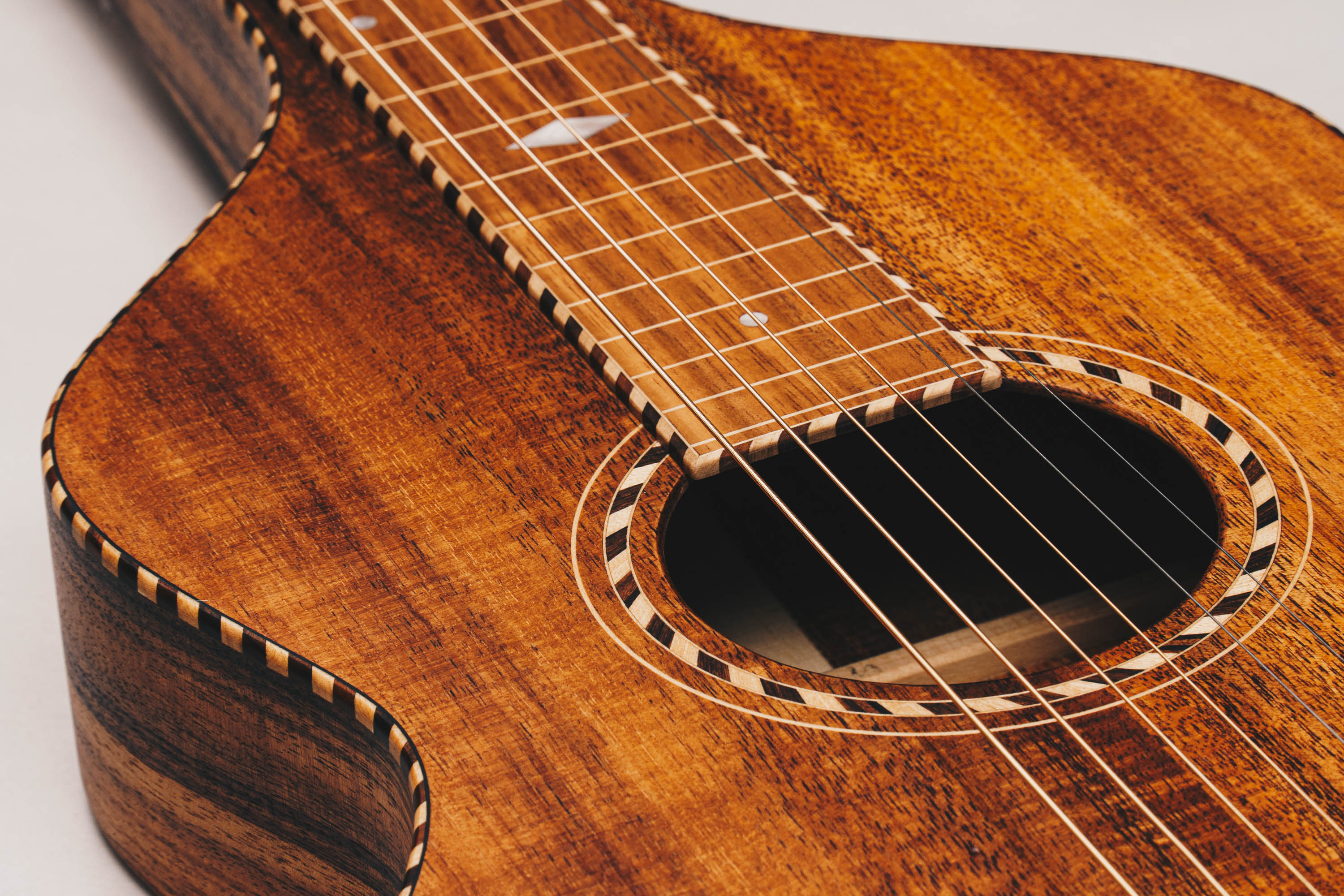 Hawaiian Koa Style 3 Weissenborn Acoustic Lap Steel Slide Guitar by master luthier Richard Wilson. Handcrafted in Australia. Serial no. RW1927-247.