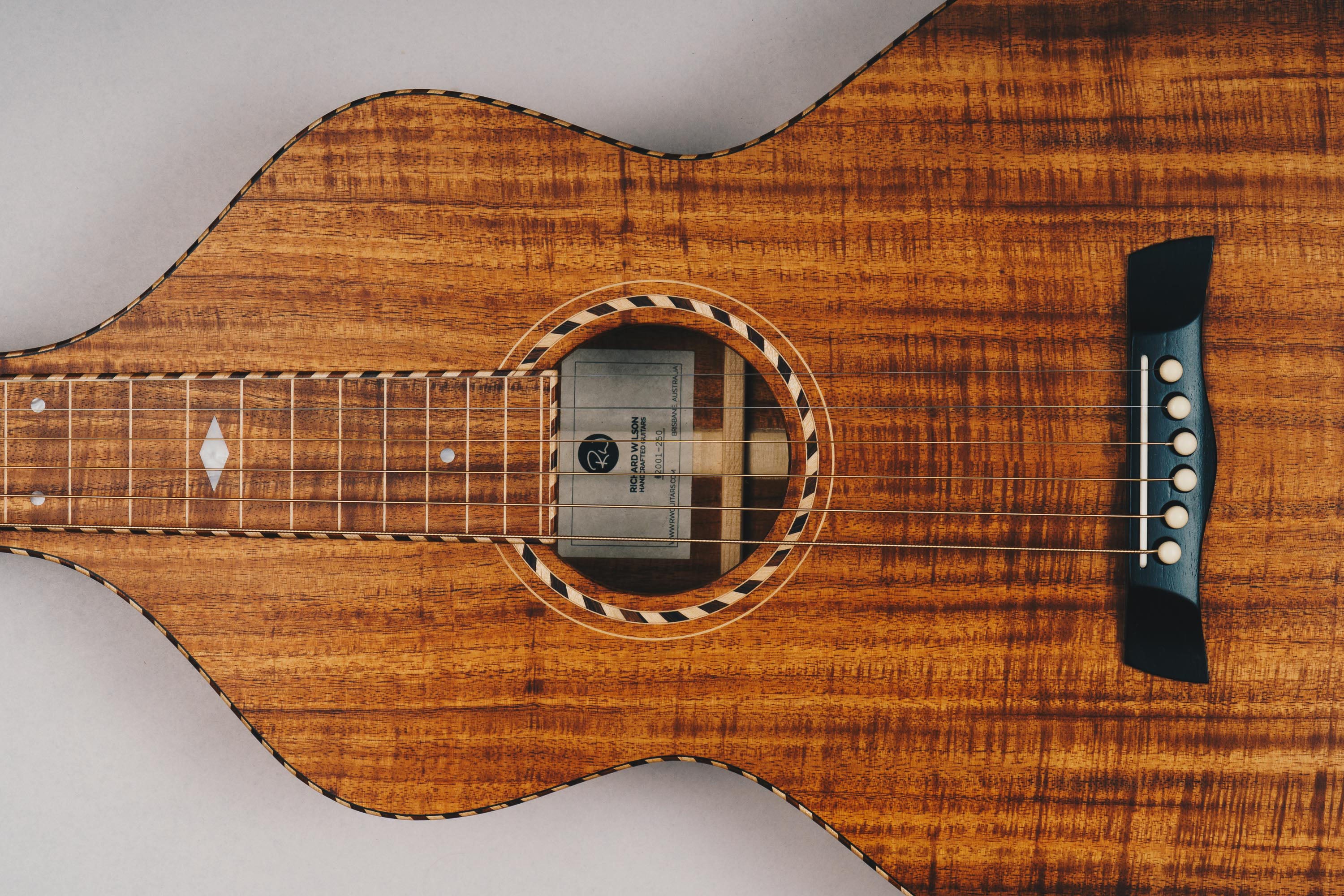 Hawaiian Koa Style 4 Weissenborn Guitar Weissenborn Acoustic Lap Steel Slide Guitar by master luthier Richard Wilson. Handcrafted in Australia. Serial no. RW2001-250.
