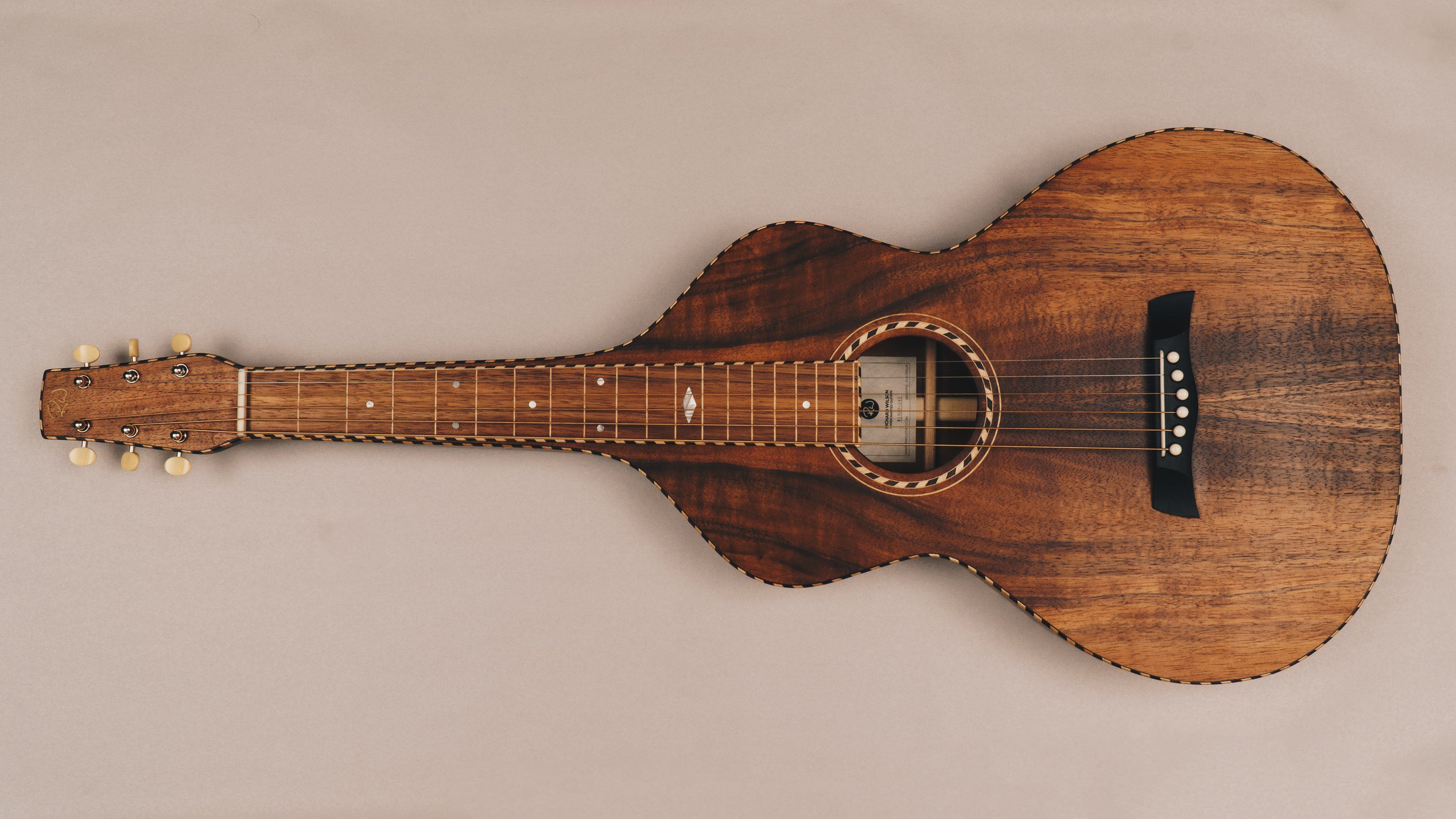 Koa Style 4 Weissenborn Acoustic Lap Steel Slide Guitar by master luthier Richard Wilson. Handcrafted in Australia. Serial no. RW1920-240.