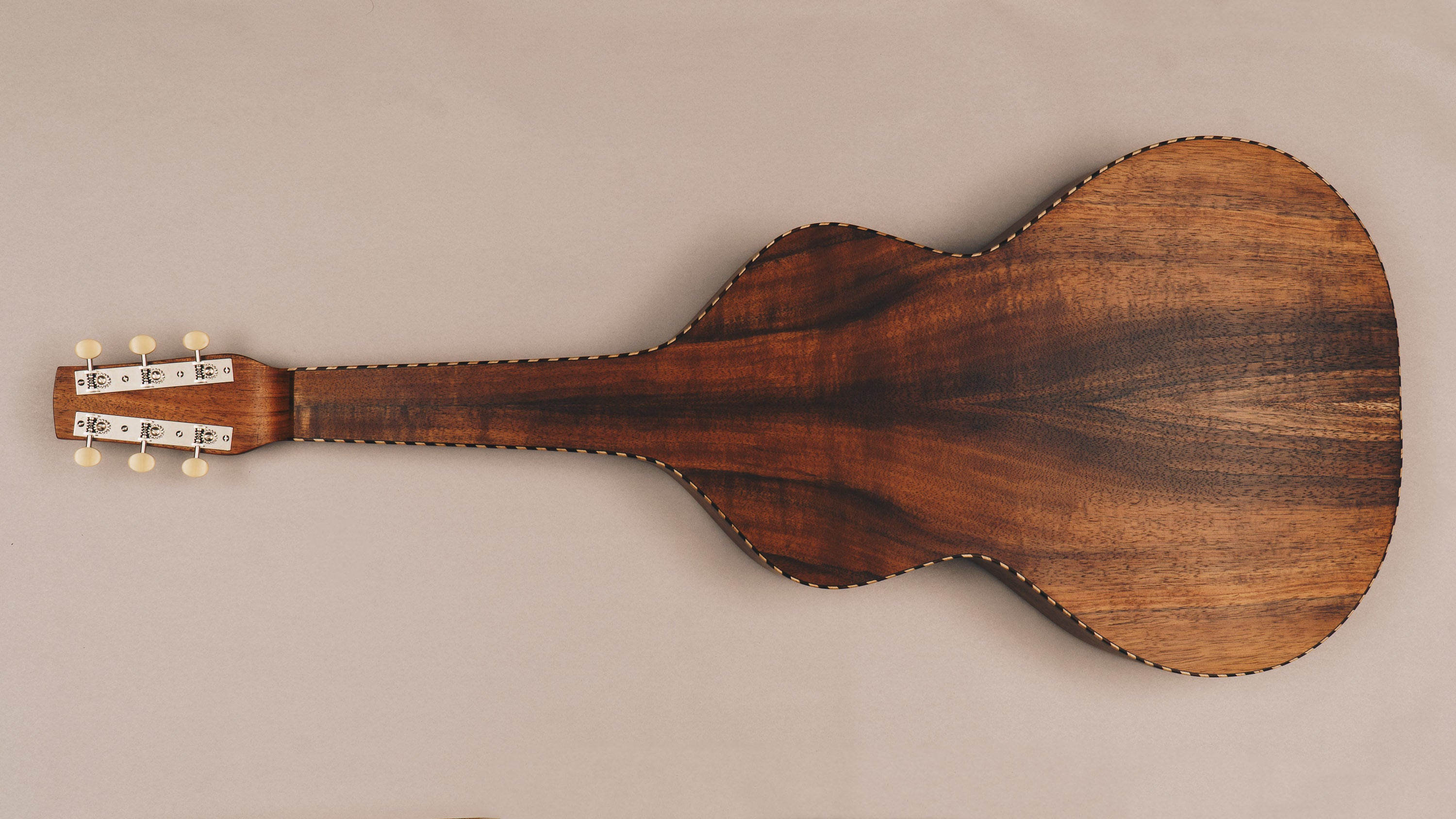 Koa Style 4 Weissenborn Acoustic Lap Steel Slide Guitar by master luthier Richard Wilson. Handcrafted in Australia. Serial no. RW1920-240.