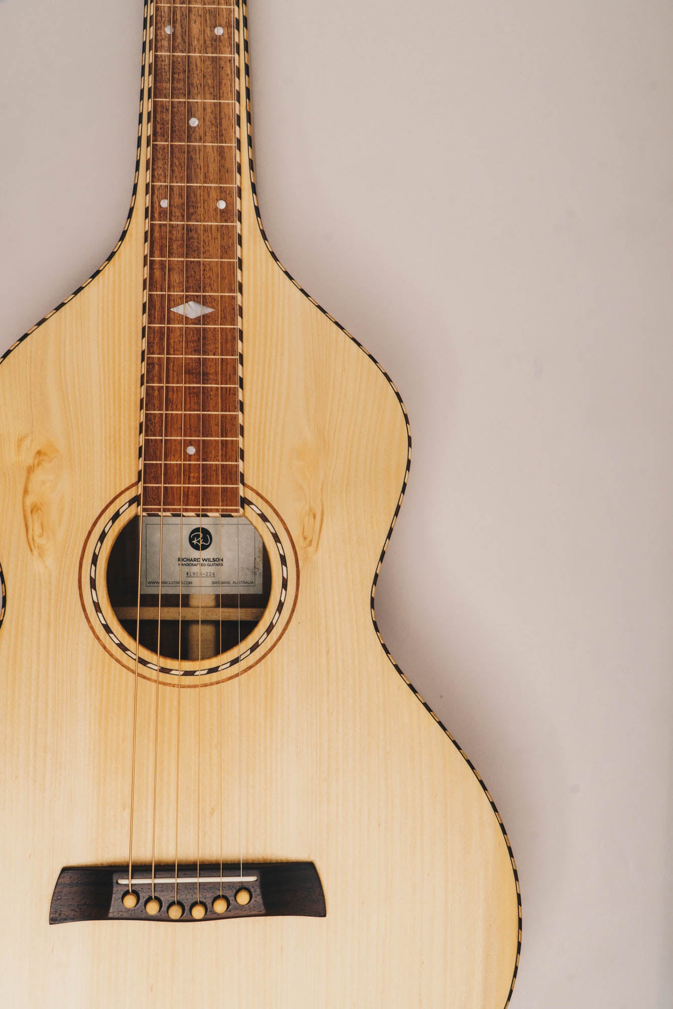 Tasmanian Blackwood & Bunya Style 3 Weissenborn Acoustic Lap Steel Slide Guitar by master luthier Richard Wilson. Handcrafted in Australia. Serial no. RW1903-224.