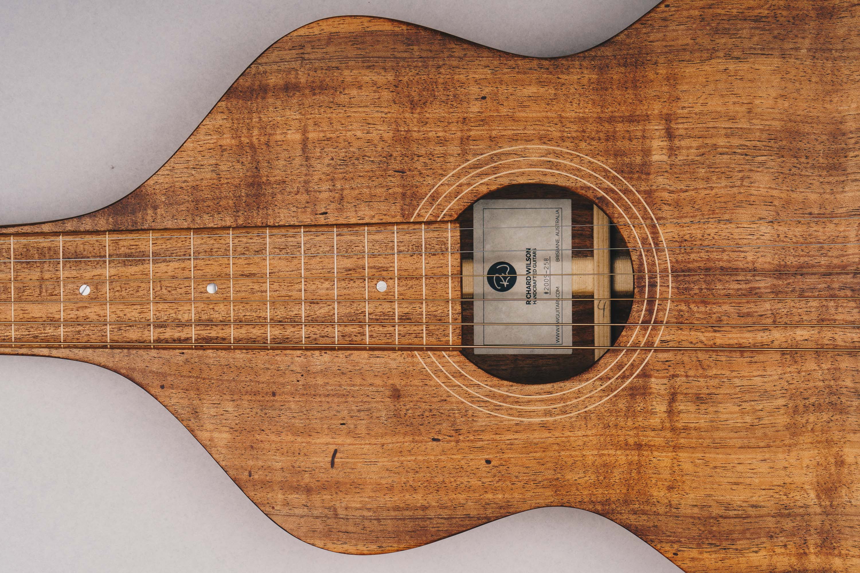 Tasmanian Blackwood Style 1 Weissenborn Acoustic Lap Steel Slide Guitar by master luthier Richard Wilson. Handcrafted in Australia. Serial no. RW2009-258.