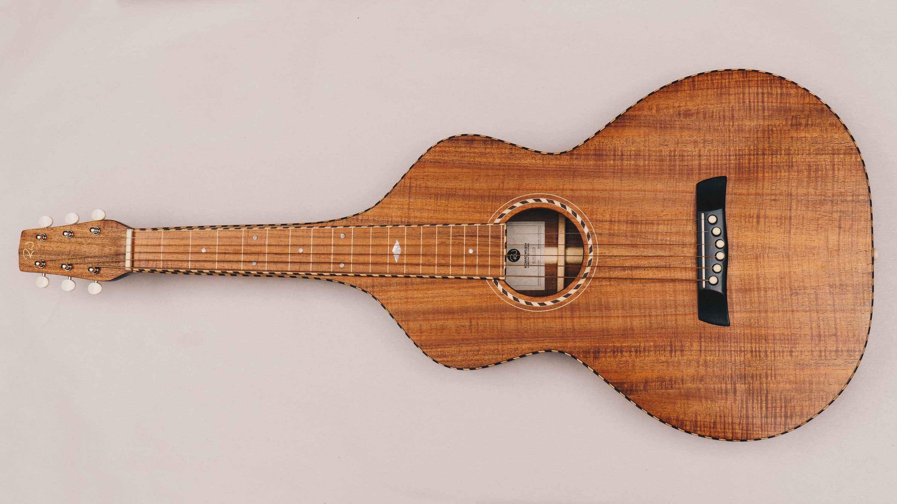 Tasmanian Blackwood Style 3 Weissenborn Acoustic Lap Steel Slide Guitar by master luthier Richard Wilson. Handcrafted in Australia. Serial no. RW1909-229.