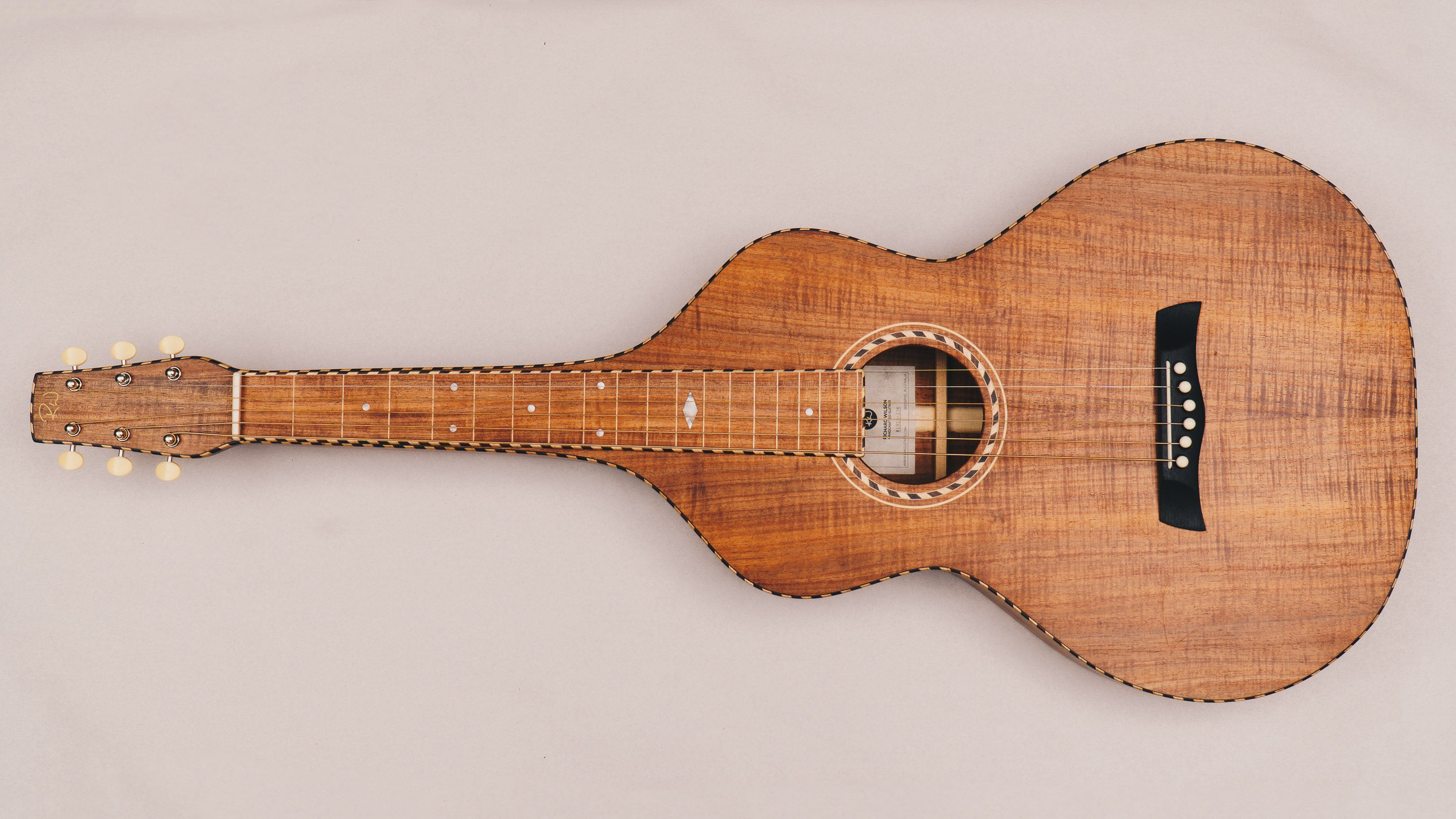 Tasmanian Blackwood Style 4 Weissenborn Acoustic Lap Steel Slide Guitar by master luthier Richard Wilson. Handcrafted in Australia. Serial no. RW1916-236.