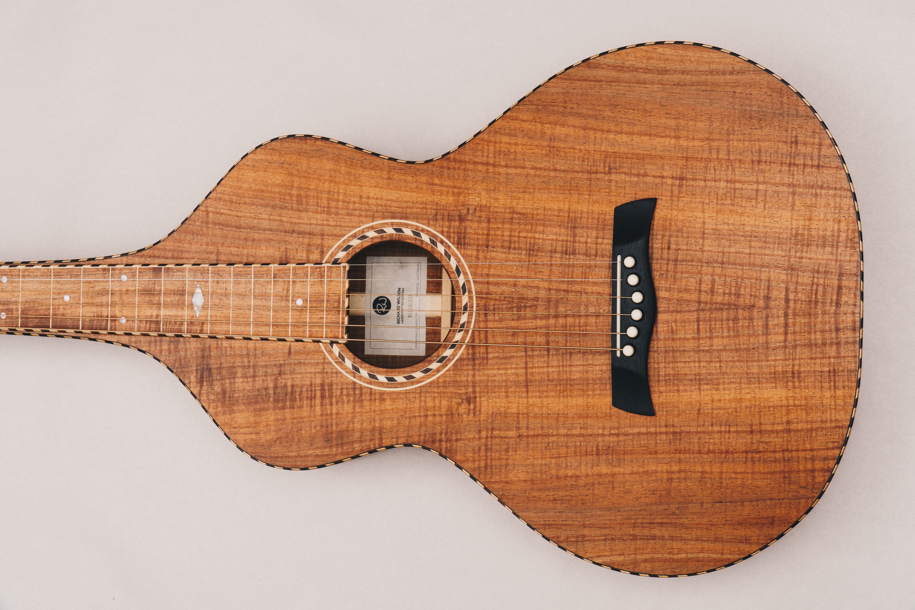 Tasmanian Blackwood Style 4 Weissenborn Acoustic Lap Steel Slide Guitar by master luthier Richard Wilson. Handcrafted in Australia. Serial no. RW1916-236.