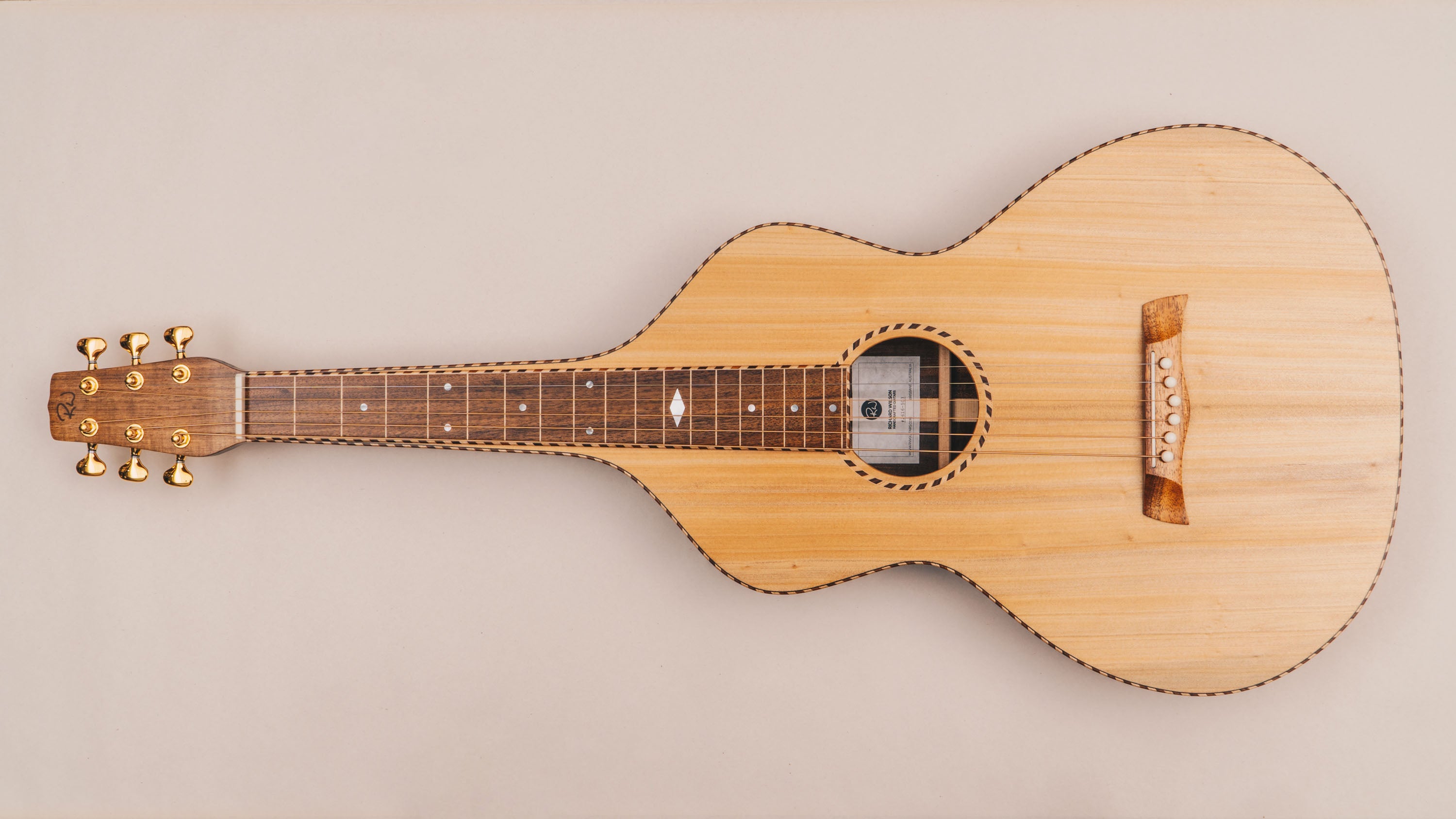 Style 2 Weissenborn Guitar - Tasmanian Blackwood & Bunya Weissenborn Acoustic Lap Steel Slide Guitar by master luthier Richard Wilson. Handcrafted in Australia. Serial no. RW2616-503.