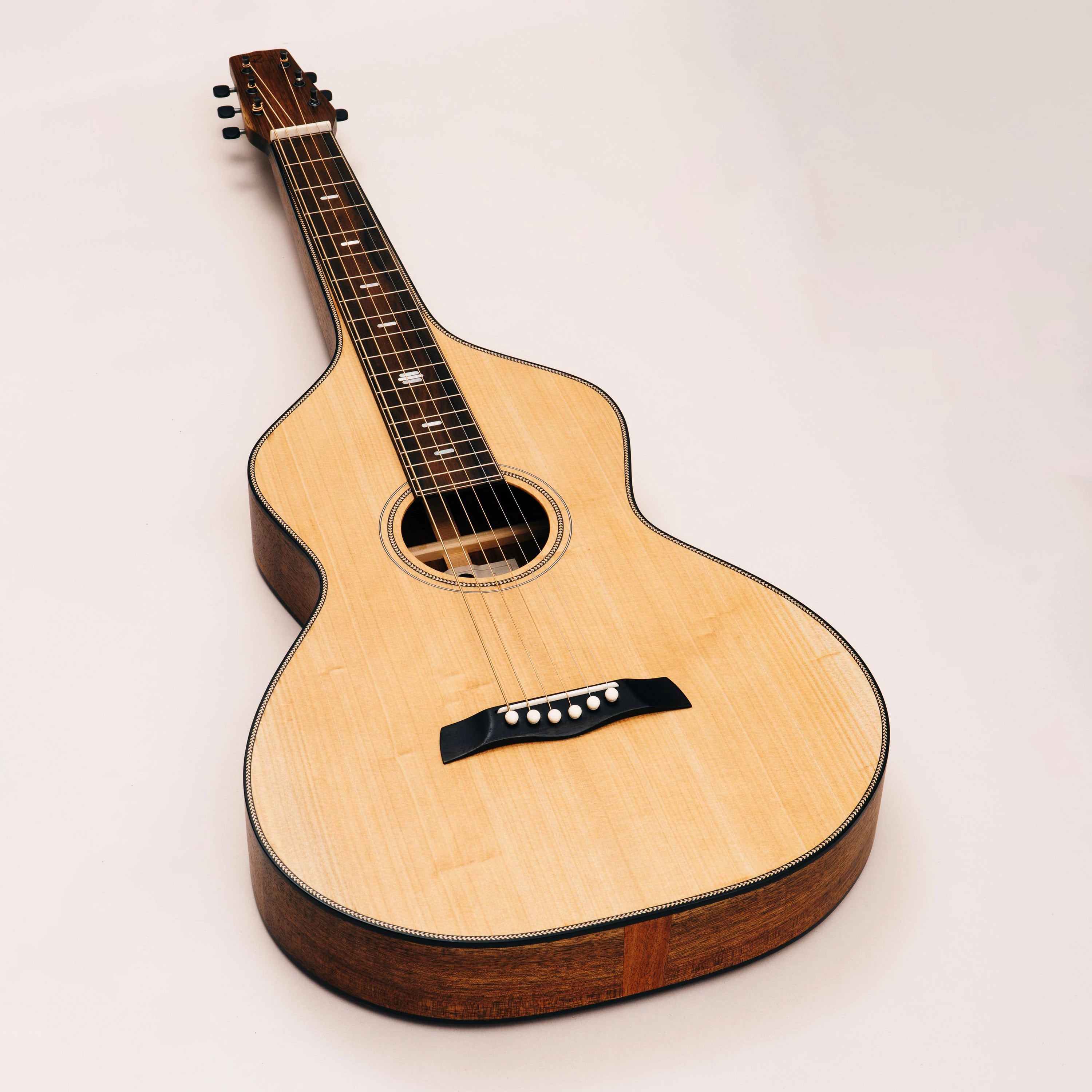 Style 2 Weissenborn Guitar - Herringbone Series Weissenborn Acoustic Lap Steel Slide Guitar by master luthier Richard Wilson. Handcrafted in Australia. Serial no. RW2313-403.