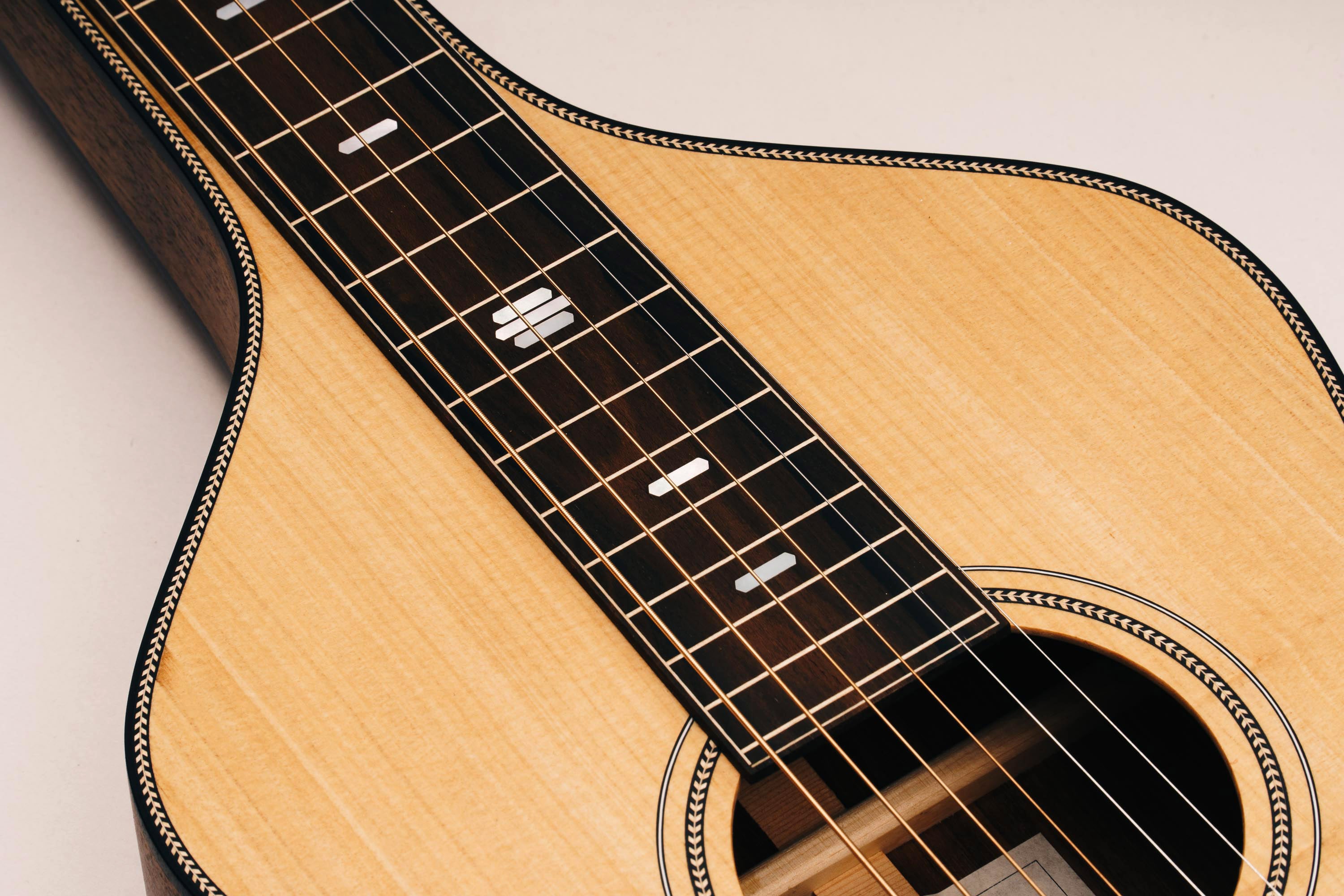 Style 2 Weissenborn Guitar - Herringbone Series Weissenborn Acoustic Lap Steel Slide Guitar by master luthier Richard Wilson. Handcrafted in Australia. Serial no. RW2313-403.