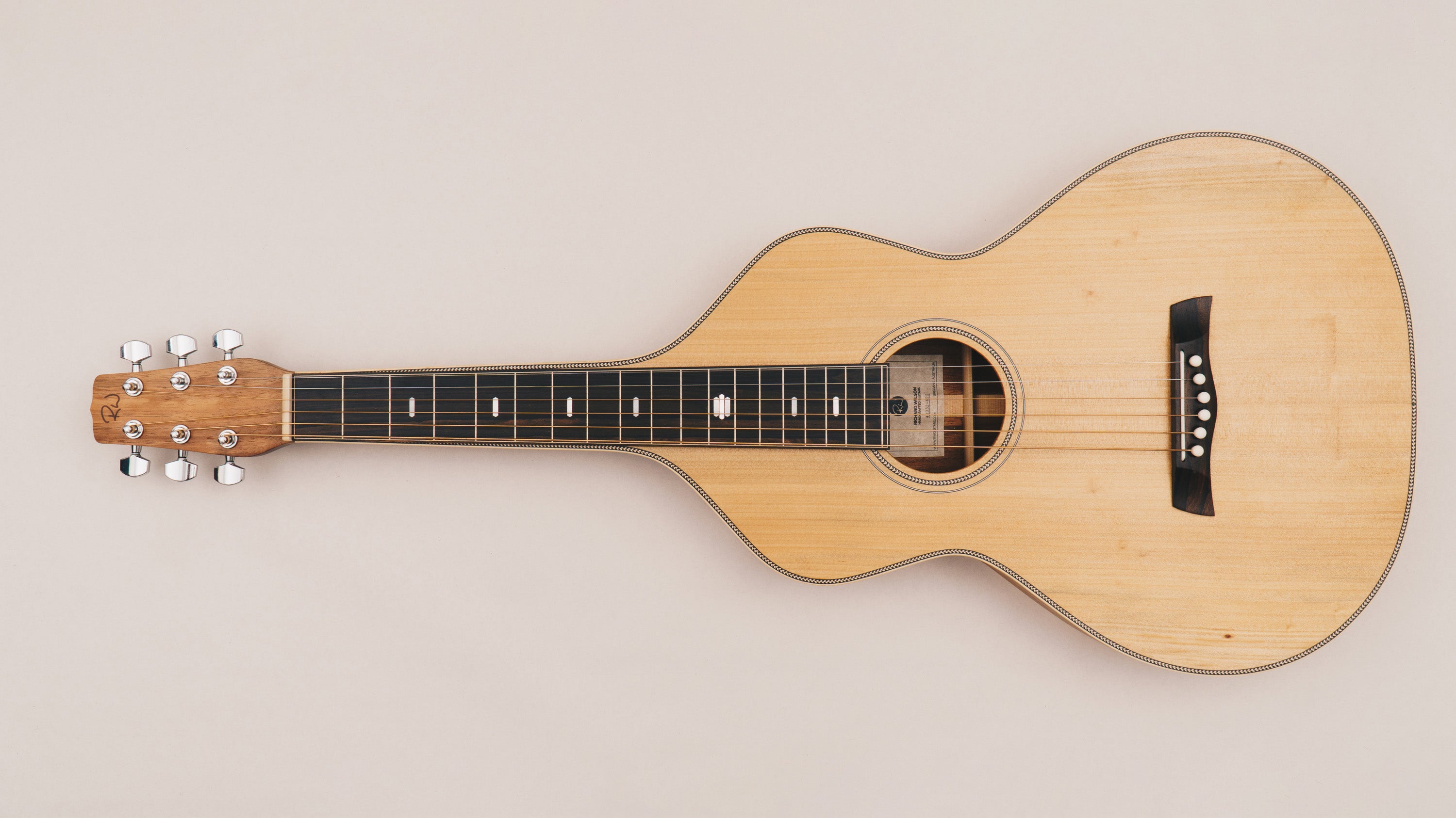 Style 2 Weissenborn Guitar - Herringbone Series Weissenborn Acoustic Lap Steel Slide Guitar by master luthier Richard Wilson. Handcrafted in Australia. Serial no. RW2332-422.