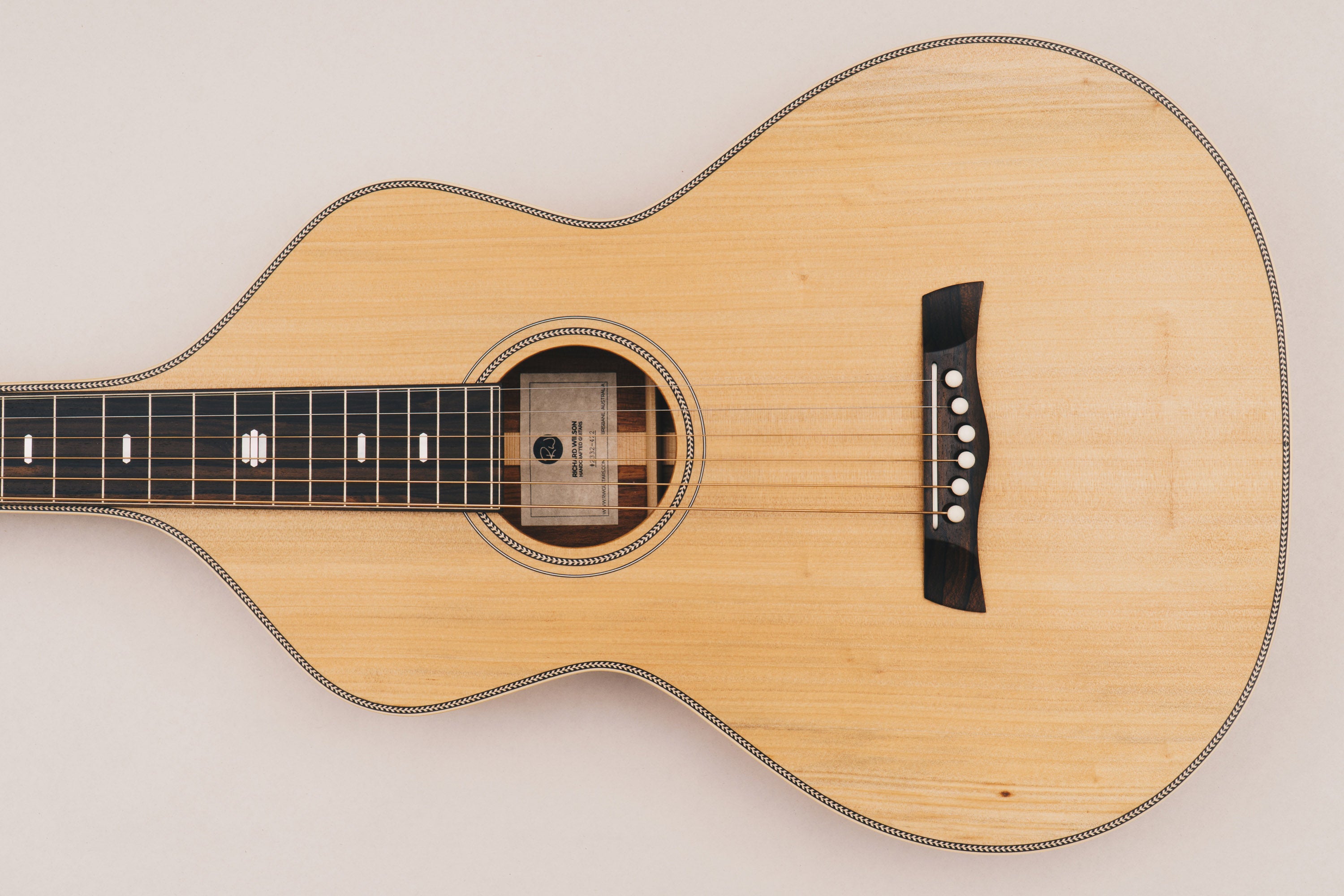 Style 2 Weissenborn Guitar - Herringbone Series Weissenborn Acoustic Lap Steel Slide Guitar by master luthier Richard Wilson. Handcrafted in Australia. Serial no. RW2332-422.